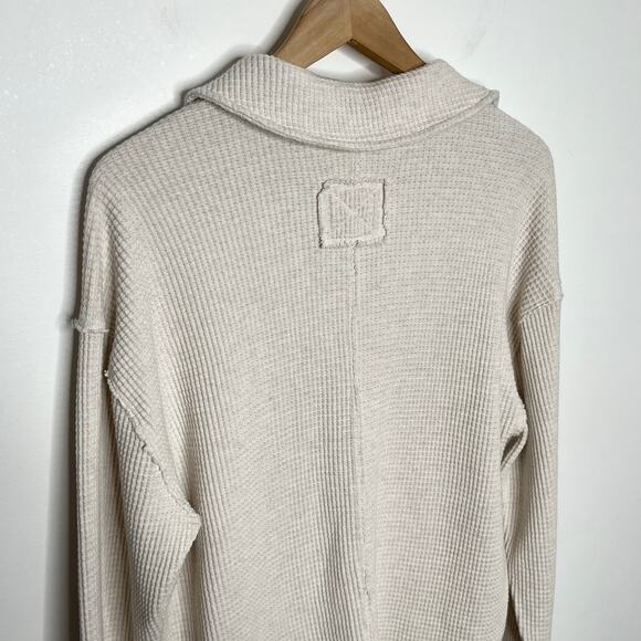 Aerie Womens Waffle Knit Pullover Sweater XS Beige Neutral Loungewear Cozy - Picture 6 of 10